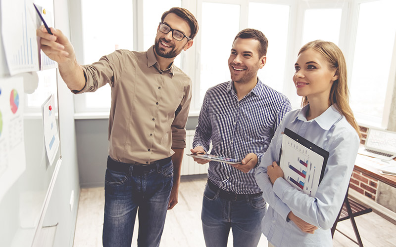 Team of business people working at a desk