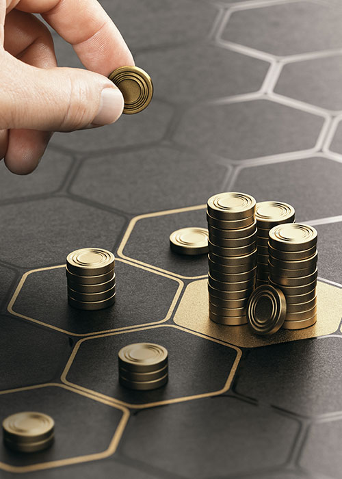 coins on a game board